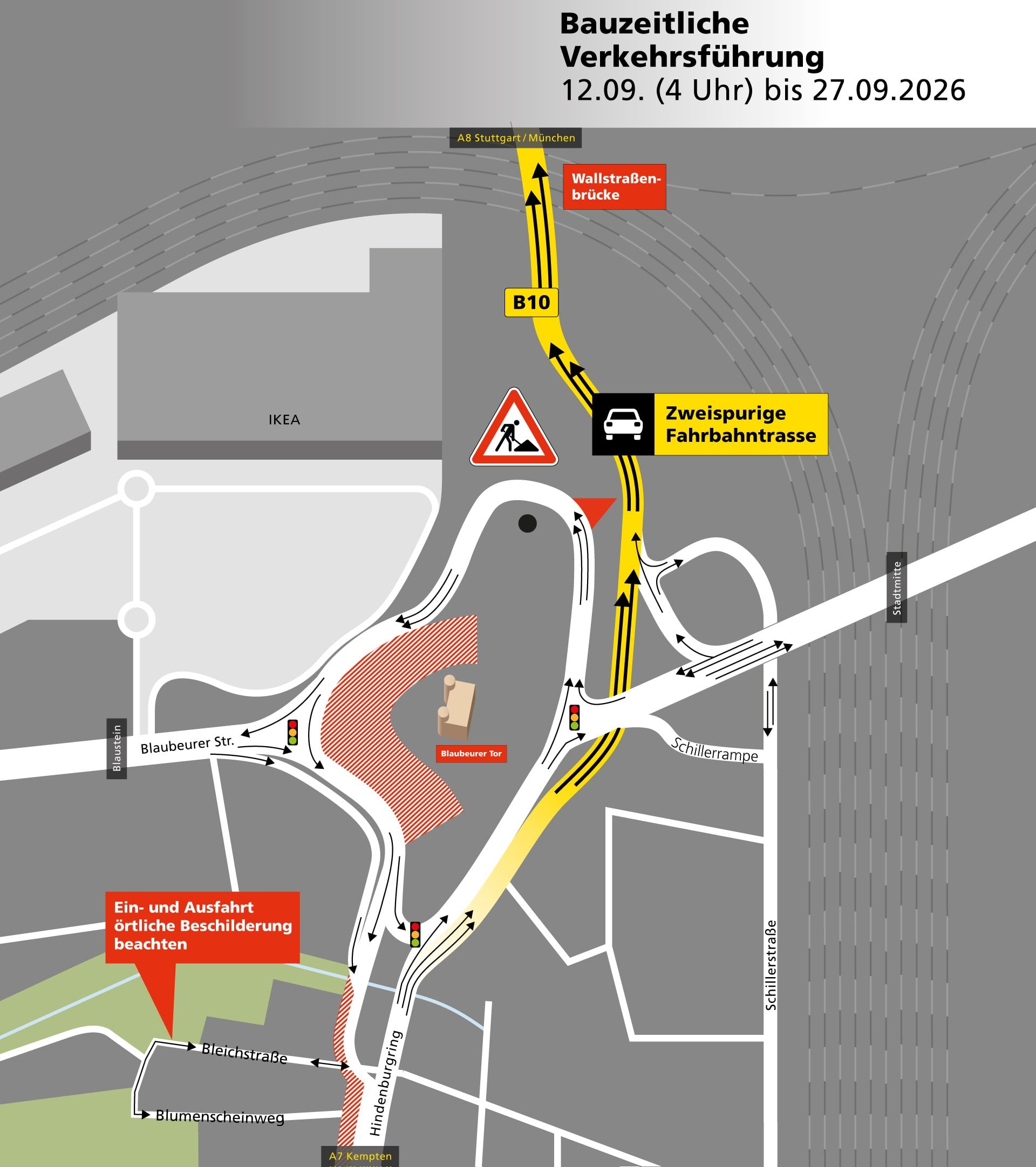 Verkehrsführung vom 12.09. (4 Uhr) bis 27.09.2026