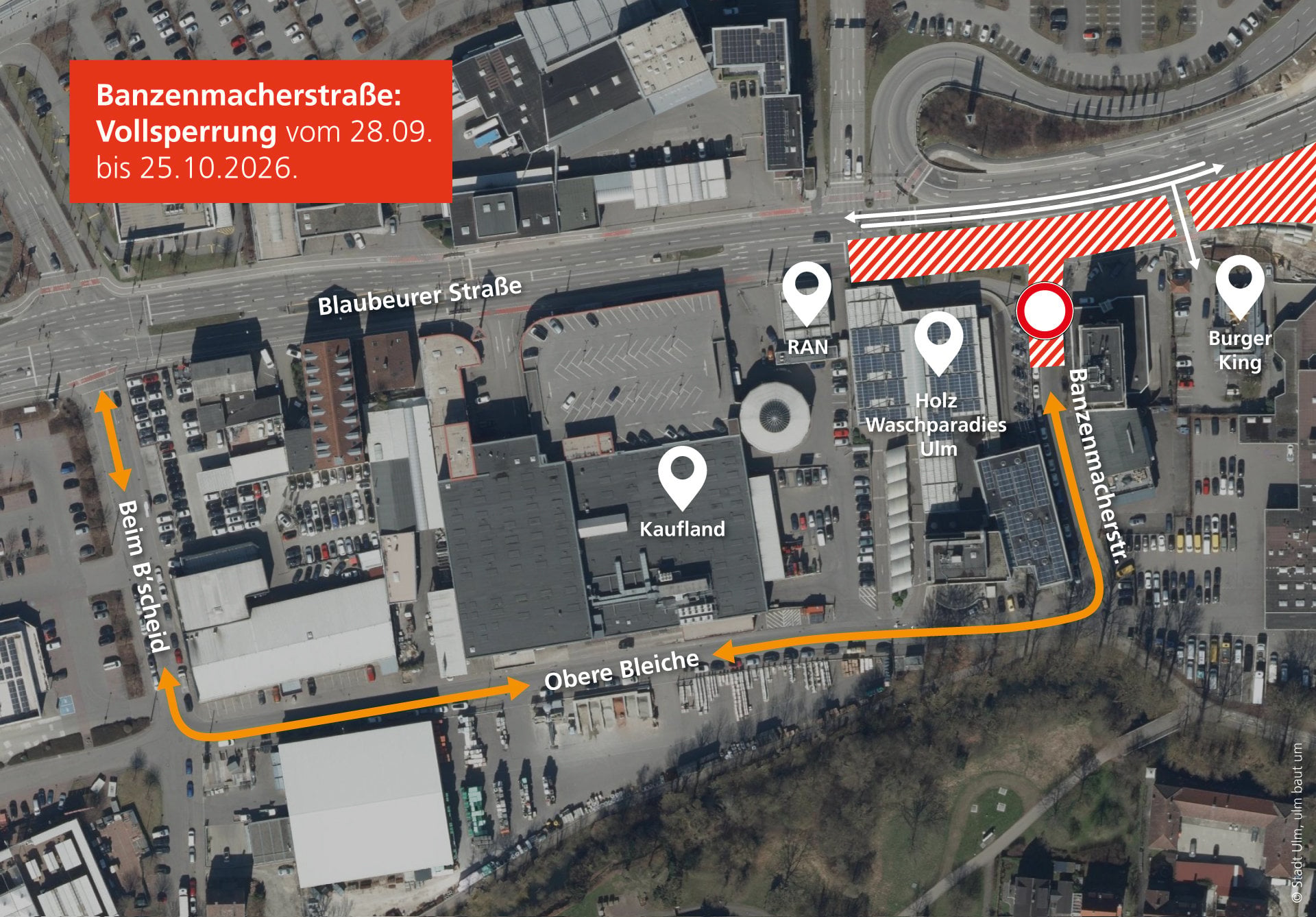 Banzenmacherstraße: Vollsperrung vom 28.9. bis 25.10.2026
